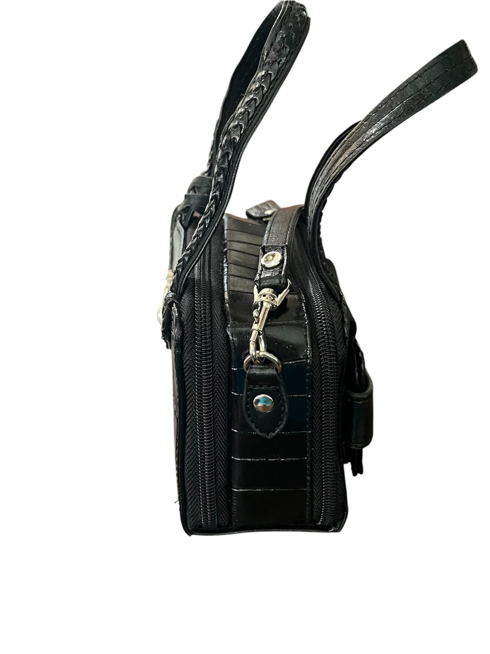 🖤 VINTAGE Brighton Black Croc-Embossed Leather Mini Box Crossbody Bag 🖤 - Picture 6 of 12